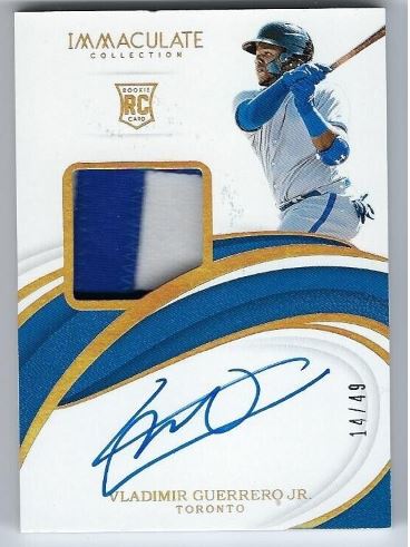 2019 Panini Immaculate Collection Vladimir Guerrero Jr. RC #20 Autograph Patch /99