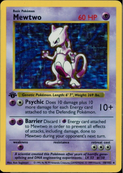 1999 Pokémon Mewtwo Base Set 1st Edition #10