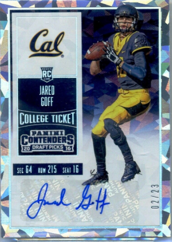 2016 Panini Contenders Draft Picks Jared Goff Rookie Cracked Ice Autograph /23 #102A