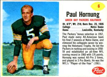 1965 Philadelphia #76 Paul Hornung Green Bay Packers Football Card Sgc 7 Nm