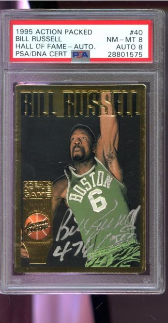 1995 Action Packed Hall of Fame Autographs Bill Russell #40 #/500