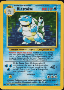 1999 Pokémon Base Set Stage Error Holo Blastoise #2/102 - $8,400