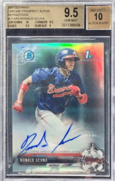 2017 Bowman Chrome Prospects Ronald Acuna Jr. Rookie Card Refractor Autograph #RA