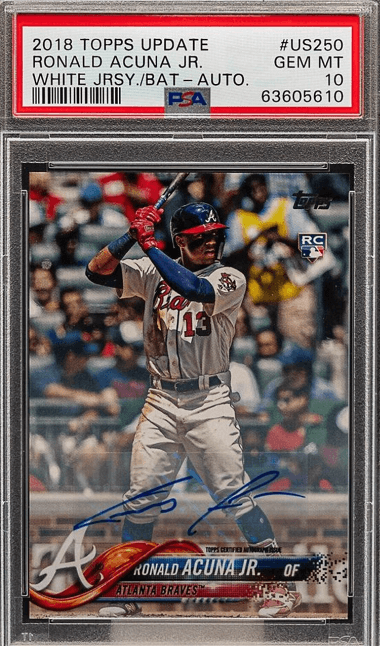 2018 Topps Update Ronald Acuna Jr. White Jersey With Bat Autograph #US250