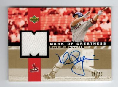 2003 Upper Deck Marks of Greatness Mark McGwire Autograph Jersey