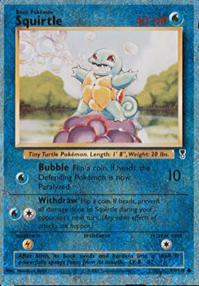 1995 pokemon squirtle card 1999 - Unlimited Shadowless Water Rarity Squirtle 2002 Legendary Collection #95
