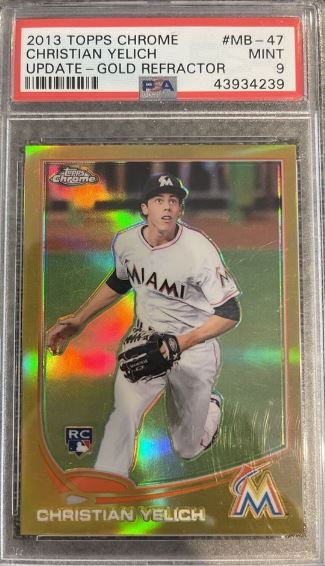 2013 Topps Chrome Update Christian Yelich Rookie #MB-47 (GOLD REFRACTOR)