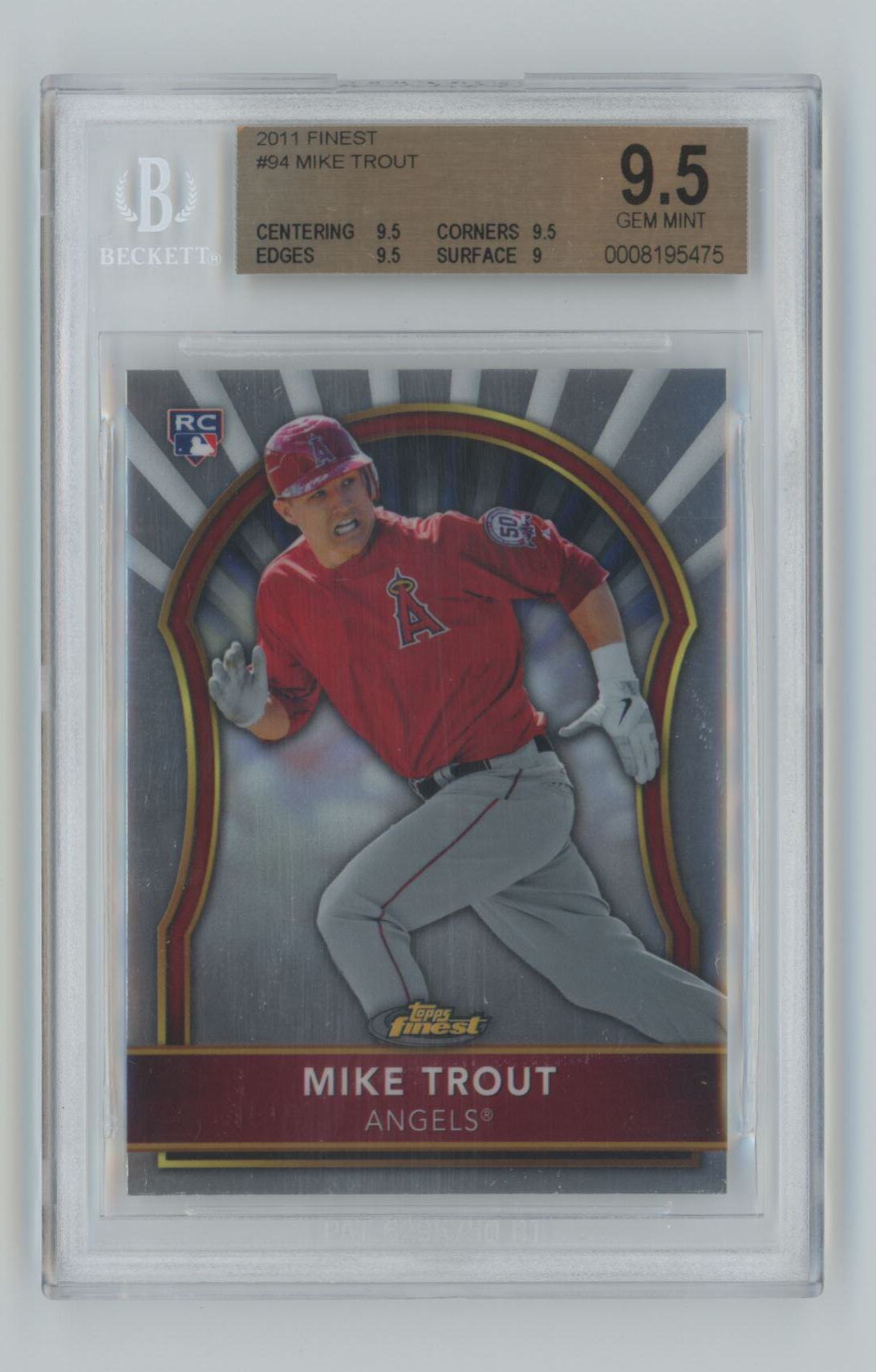 Mike Trout 2011 Topps Finest Baseball Rookie Card RC #94