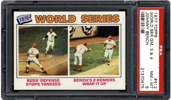 1977 Topps World Series Games 3 & 4 Johnny Bench #412