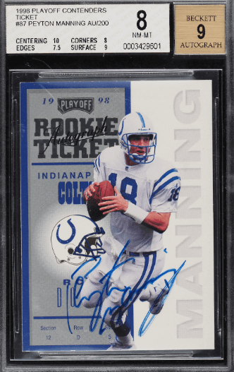 1998 Playoff Contenders Ticket Peyton Manning Auto #87