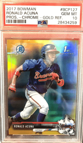 2018 Bowman Chrome Ronald Acuna Jr. Rookie Card Gold Refractor #40