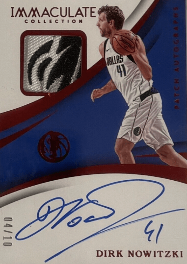 017 Immaculate Red Dirk Nowitzki Game Used Patch Autographed /10
