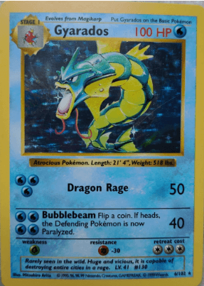 1999 First Edition Shadowless Holographic Gyarados (Base Set) 6/102