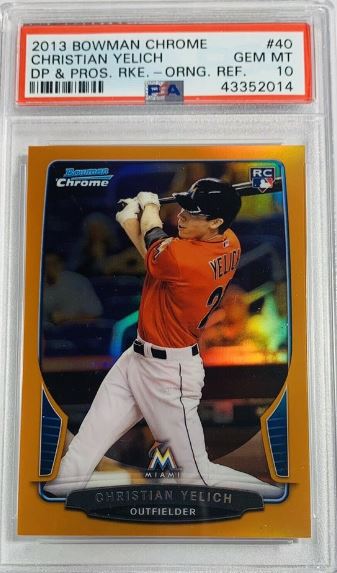 2013 Bowman Chrome Draft Picks & Prospects Rookies Christian Yelich #40 (ORANGE REFRACTOR)