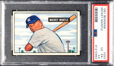 1951 Bowman Baseball Mickey Mantle Rookie Card #253