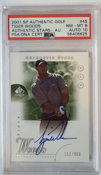 2001 SP Authentic Tiger Woods RC #45 Autograph #/900