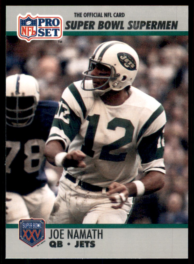 1990 PRO SET SUPERBOWL SUPERMEN # 34 JOE NAMATH , JETS