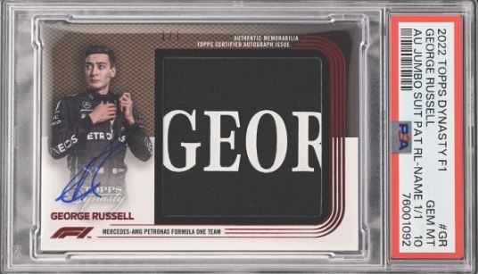 2022 Topps Dynasty Formula 1 F1 George Russell Nameplates 1/1 Auto