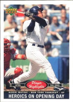 Hideki Matsui player worn jersey patch baseball card (New York Yankees,  Japanese) 2004 Upper Deck Play Ball Apparel #ACHM