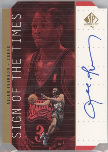 1998 SP Authentic Sign of the Times Gold Allen Iverson Rookie Card #AI
