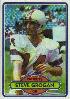 Steve Grogan autographed football card (New England Patriots NFL) 1990  Topps #418