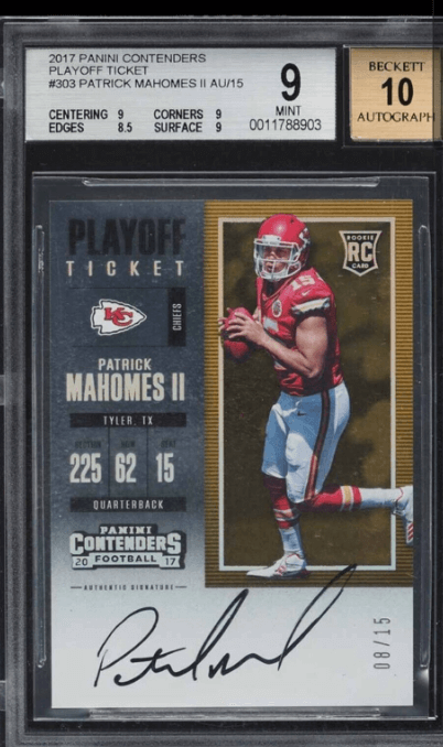 2017 Panini Contenders Patrick Mahomes RC Autograph #303