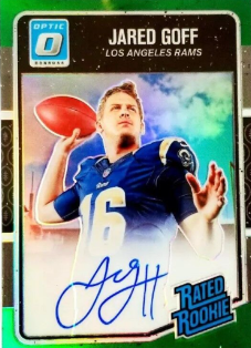 2016 Panini Donruss Optic Rated Rookies Green Prizm Jared Goff Autograph /5 #172