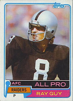 Autographed Ray Guy Oakland Raiders 1974 Topps Rookie card #219