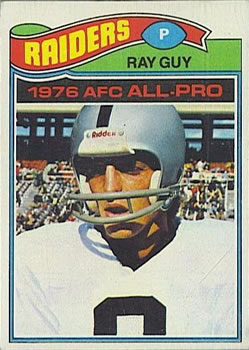 Autographed Ray Guy Oakland Raiders 1974 Topps Rookie card #219