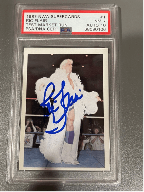 1987 NWA Wonderama Test Ric Flair Market Card #1 Auto