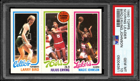 1980-81 Topps Larry Bird RC #34 / Julius Erving #174 / Magic Johnson RC #139