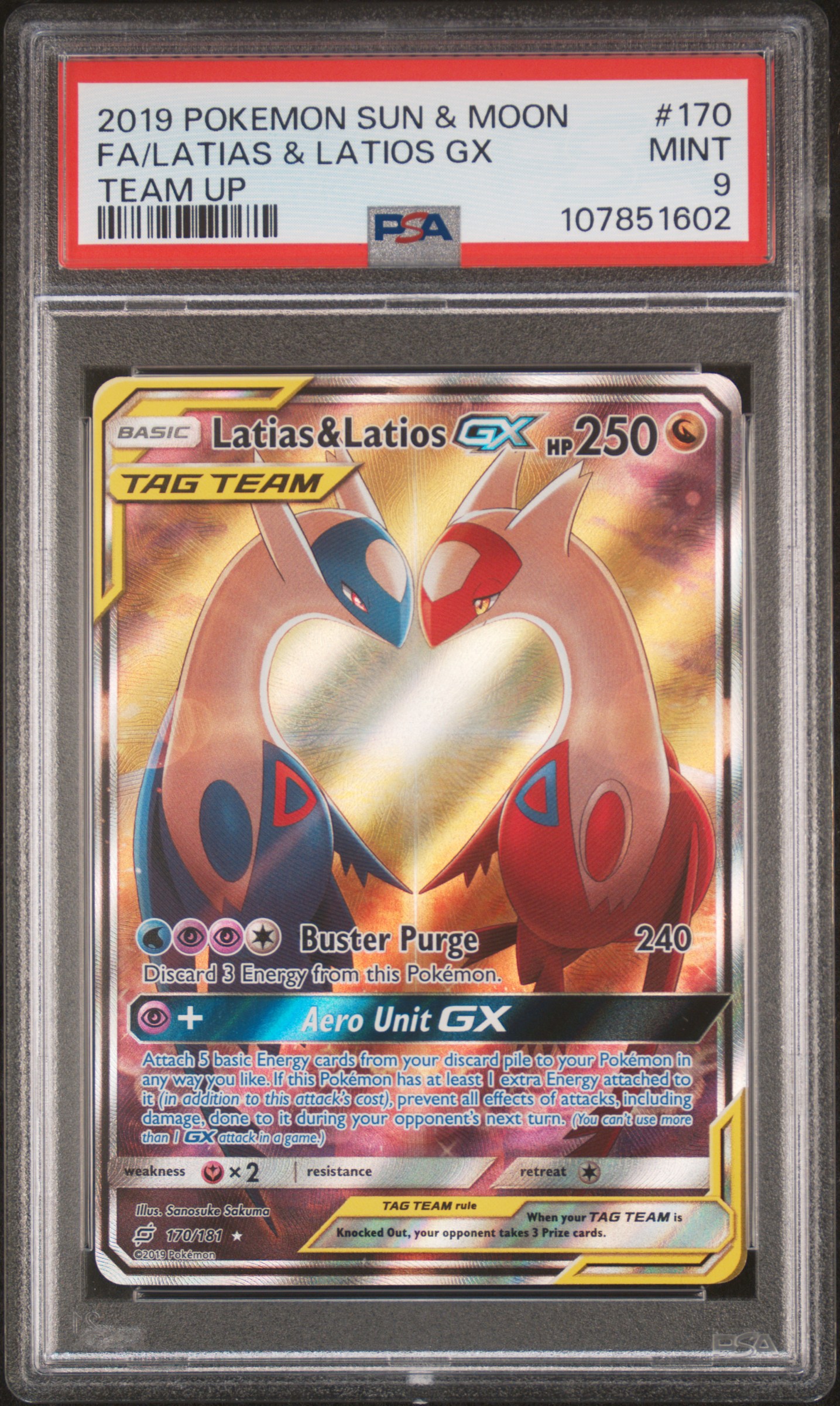 Latias & Latios GX Full Art, Team Up · PSA 9