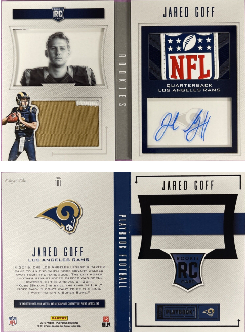 2016 Panini Playbook NFL Shield Booklet Patch Autograph Jared Goff 1/1 #101