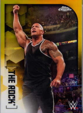 2020 Topps Chrome WWE Gold Refractor The Rock /50 #64