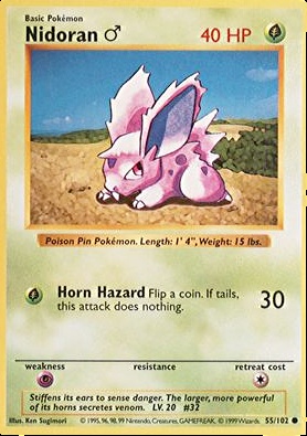 1999 Pokemon Base Set Shadowless #55/102 Nidoran Value null |  Collectibles.com